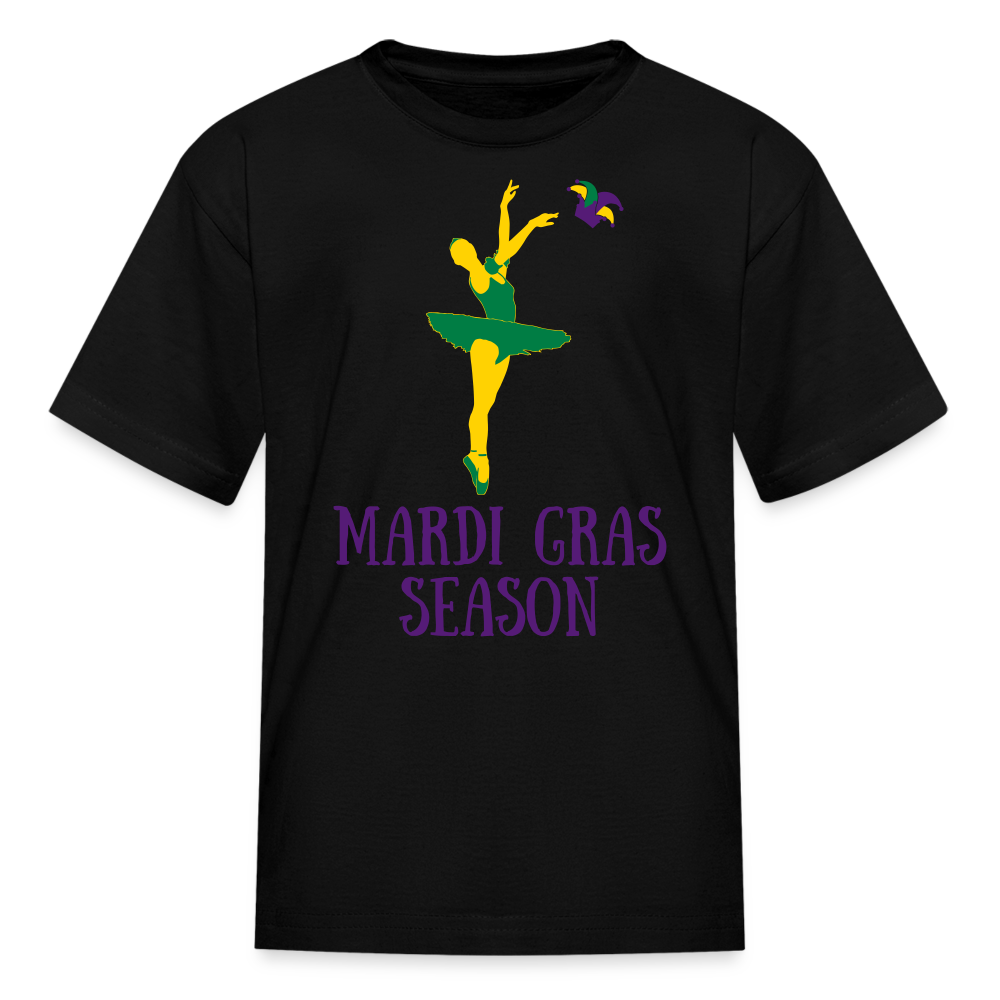 Mardi Gras Season Girls Tee - black