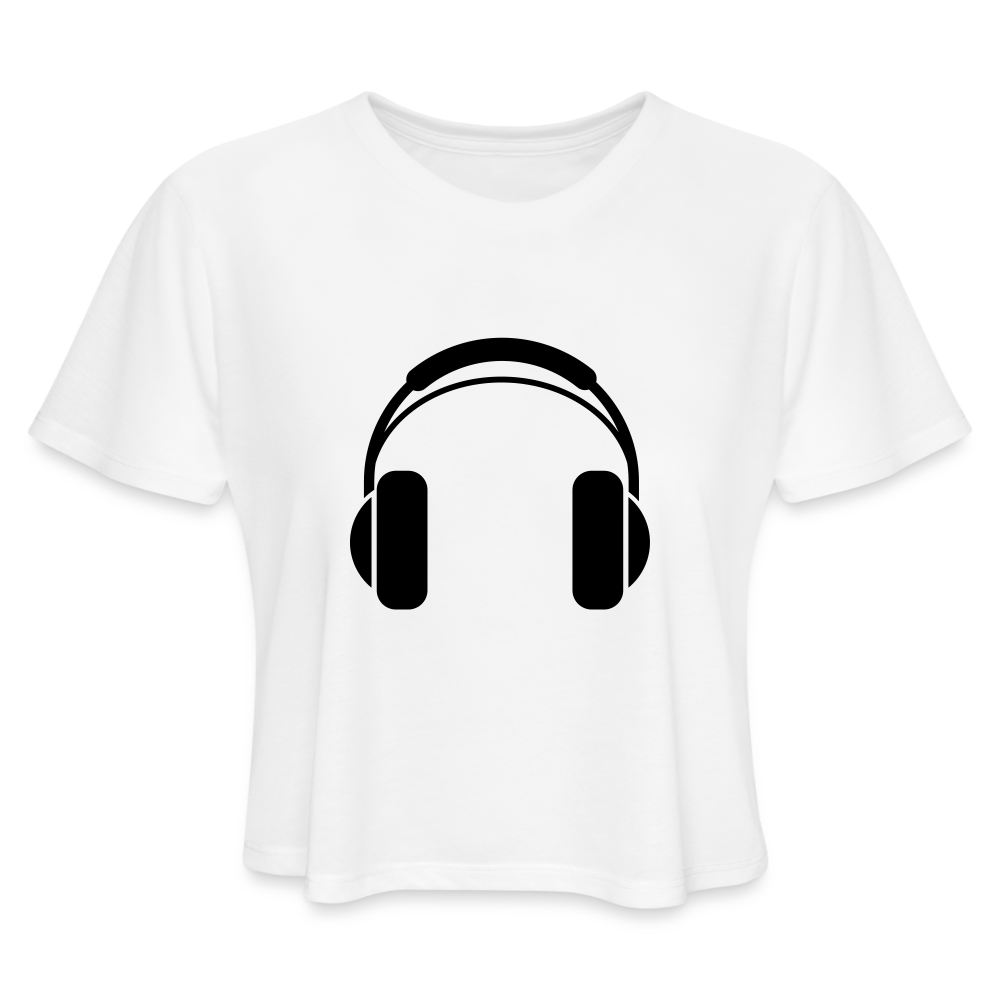 Headphones Women's Cropped T-Shirt(Customizable) - white