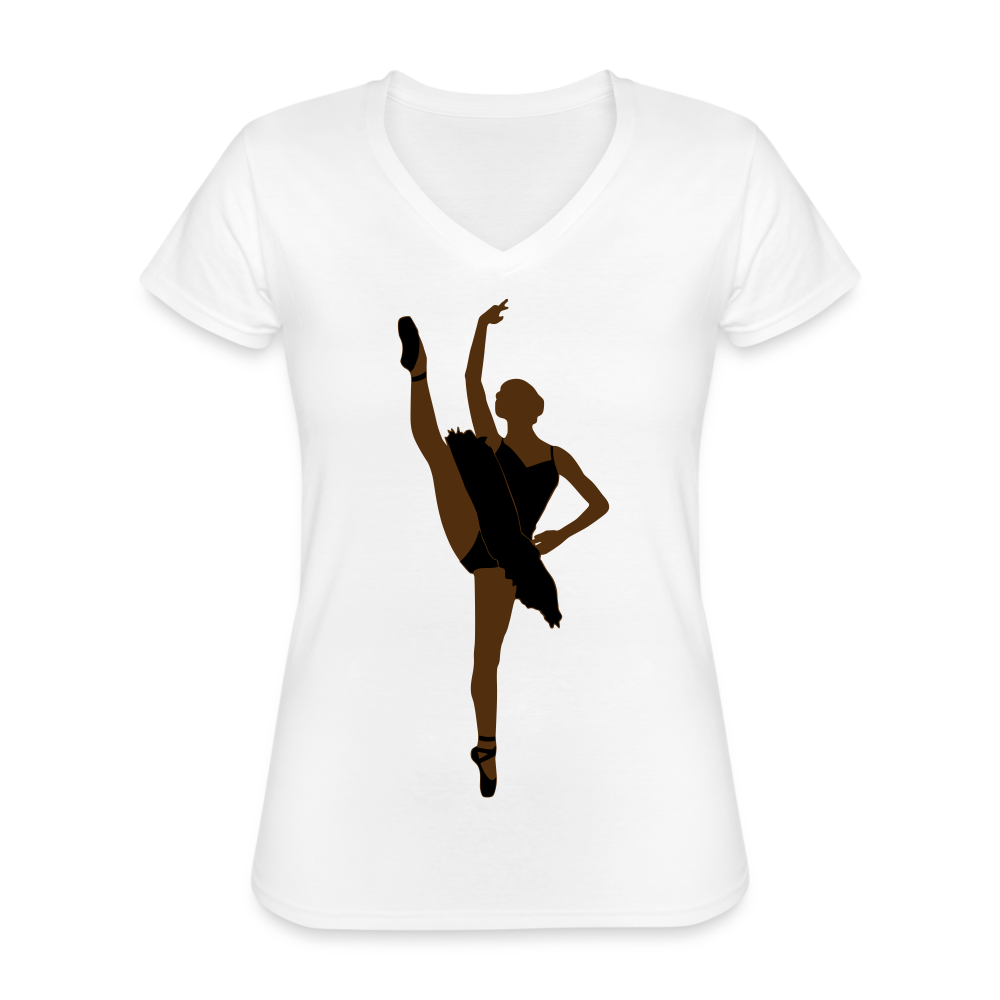 Ballerina V-Neck T-Shirt(Customizable) - white