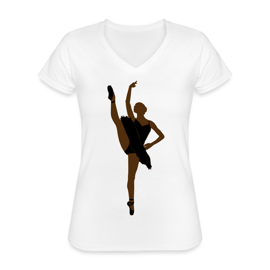 Ballerina V-Neck T-Shirt(Customizable) - white